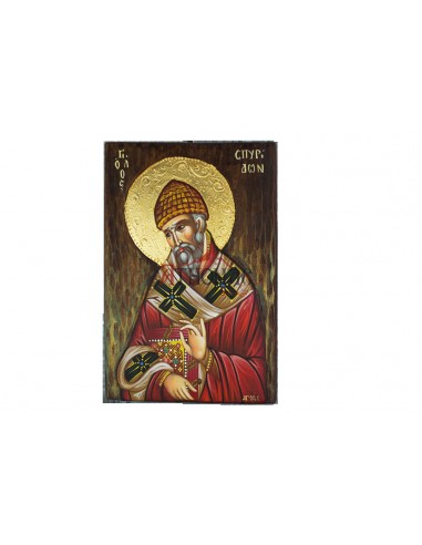 Святой Спиридон Тримифунтский писаная икона ручной работы со Святой Горы Афон