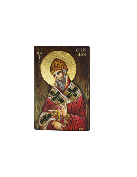 Святой Спиридон Тримифунтский писаная икона ручной работы со Святой Горы Афон