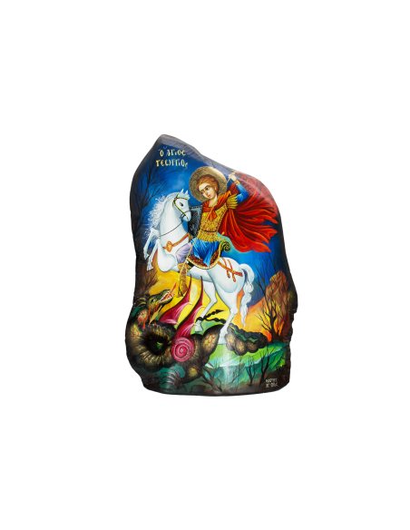 Святой Георгий Победоносец писаная икона ручной работы со Святой Горы Афон