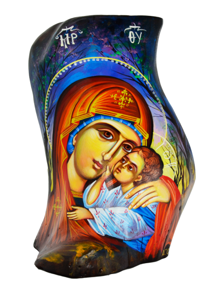 Пресвятая Богородица Сладкое Лобзание писаная икона ручной работы со Святой Горы Афон