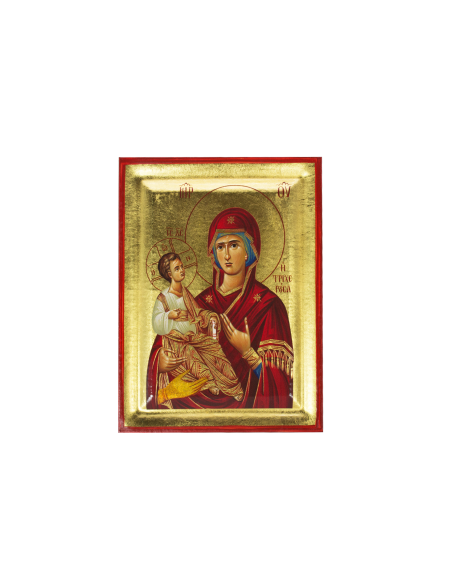Пресвятая Богородица Троеручица икона ручной работы шелкография со Святой Горы Афон