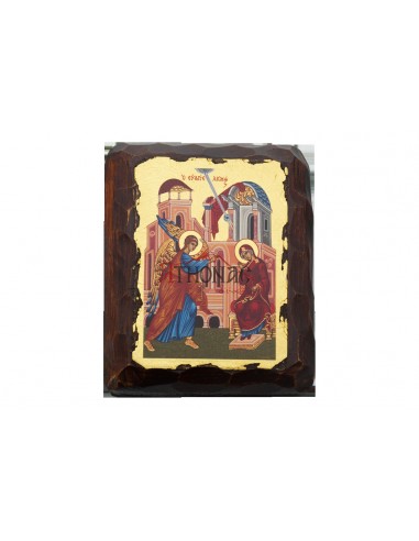 Благовещение Пресвятой Богородицы икона ручной работы шелкография со Святой Горы Афон