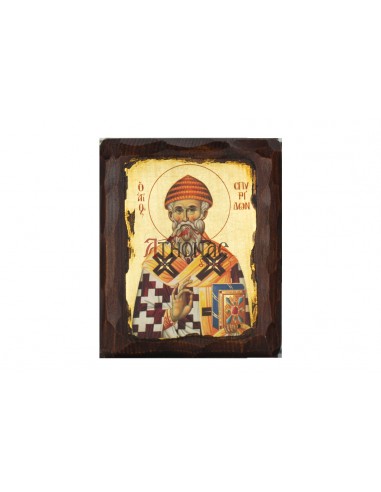 Святой Спиридон Тримифунтский икона ручной работы шелкография со Святой Горы Афон