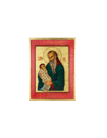 Святой Стильян икона ручной работы шелкография со Святой Горы Афон