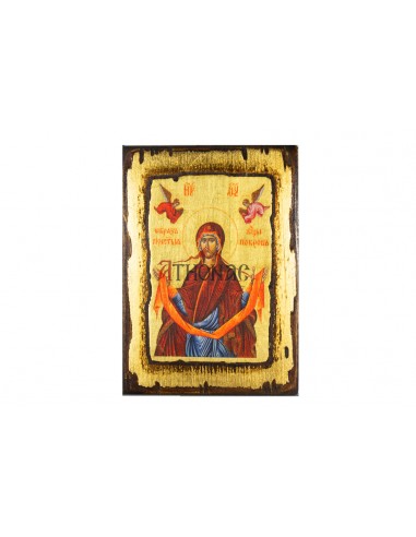 Пояс Пресвятой Богородицы ( Покрова Богородицы ) икона ручной работы шелкография со Святой Горы Афон