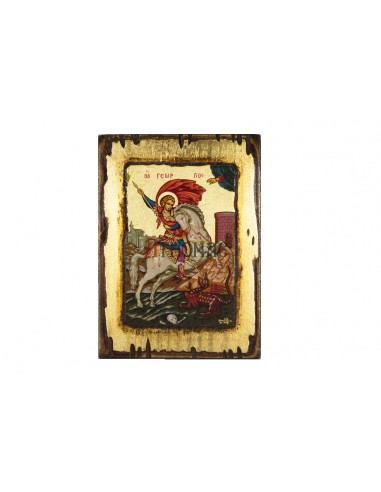 Святой Георгий Победоносец икона ручной работы шелкография со Святой Горы Афон