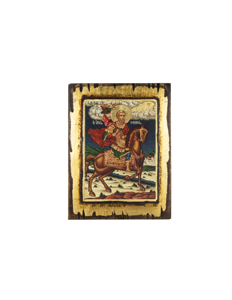 Святой Мина икона ручной работы шелкография со Святой Горы Афон