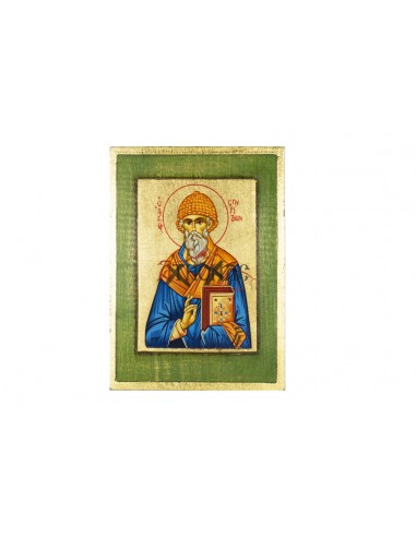 Святой Спиридон Тримифунтский икона ручной работы Шелкография со Святой Горы Афон