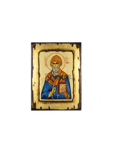 Святой Спиридон Тримифунтский икона ручной работы шелкографии со Святой Горы Афон