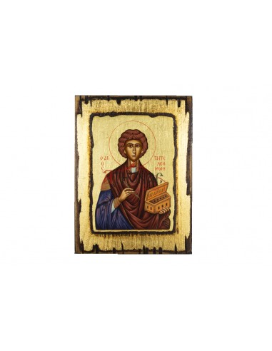 Святой Пантелеймон Целитель икона ручной работы шелкографии со Святой Горы Афон