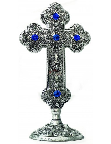 Крест на подставке с полудрагоценными камнями Цирконий благословения со Святой Горы Афон