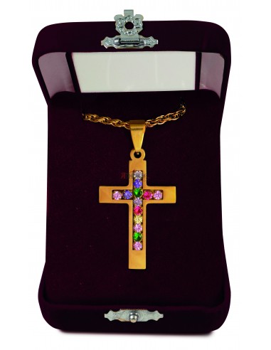 Крест нательный позолоченный стальной с цепочкой со Святой Горы Афон