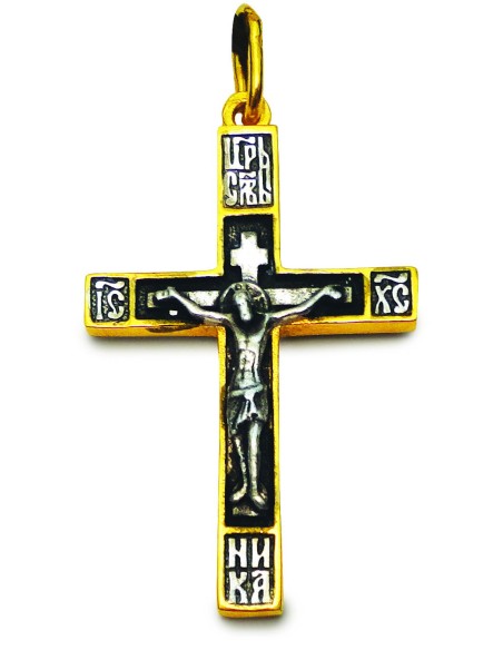 Крест нательный из Серебра 925 ° и Позолотой 24k со Святой Горы Афон