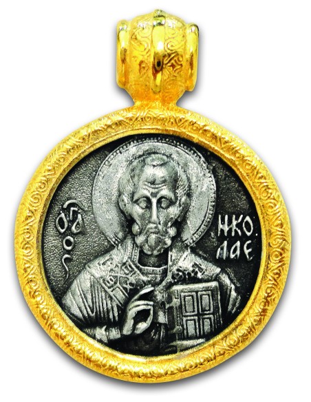 Подвеска нательная из Серебра 925 ° и Позолотой 24k со Святой Горы Афон