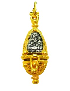 Подвеска Ладанка нательная из Серебра 925 ° и Позолотой 24k со Святой Горы Афон