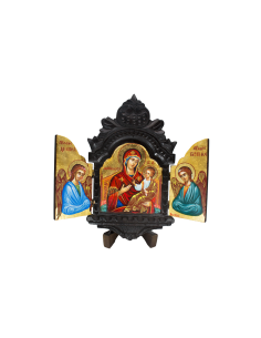 Пресвятая Богородица Всецарица и Архангелы (тройной иконостас) писаная икона ручной работы со Святой Горы Афон