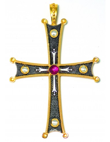 Крест нательный из Серебра 925 ° и Позолоты 24k со Святой Горы Афон