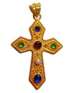 Крест нательный из Серебра 925 ° и Позолотой 24k со Святой Горы Афон