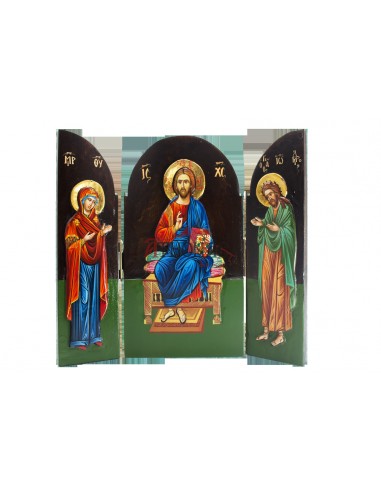 Иконостас тройной Иисус Христос,Пресвятая Богородица,Иоанн Креститель писаная икона ручной работы со Святой Горы Афон