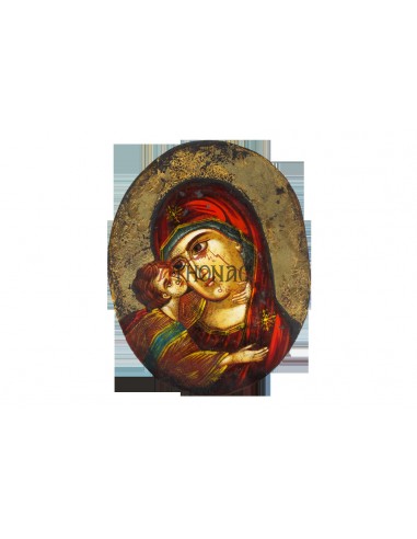 Пресвятая Богородица Сладкое Лобзание писаная икона ручной работы антиквариат со Святой Горы Афон