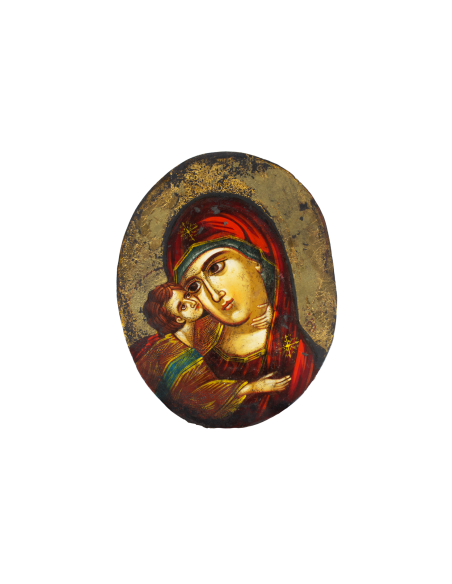 Пресвятая Богородица Сладкое Лобзание писаная икона ручной работы антиквариат со Святой Горы Афон