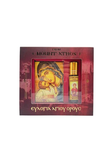 ΣΕΤ ΔΩΡΟΥ ΜΕ ΕΙΚΟΝΑ ΤΗΣ ΠΑΝΑΓΙΑΣ & ΜΥΡΟ