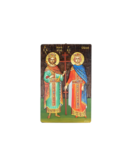 Святые Константин и Елена писаная икона ручной работы со Святой Горы Афон