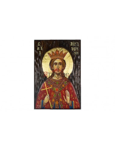 Святая Екатарина Великомученица писаная икона ручной работы со Святой Горы Афон