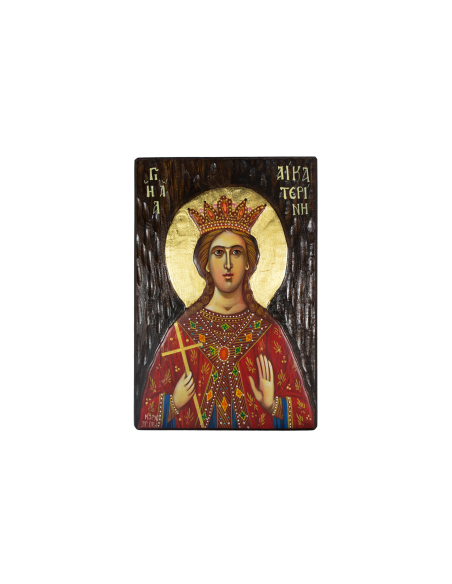 Святая Екатарина Великомученица писаная икона ручной работы со Святой Горы Афон