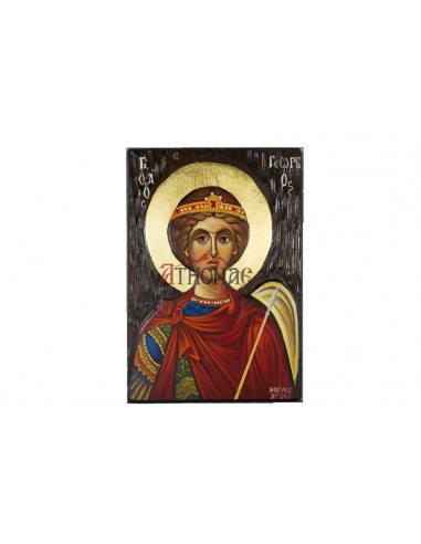 Святой Георгий Победоносец писаная икона ручной работы со Святой Горы Афон