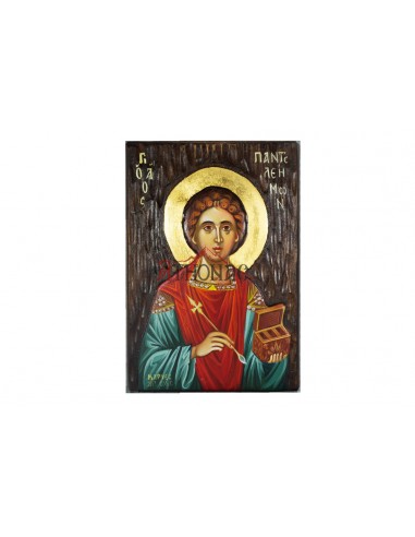 Святой Целитель Пантелеймон писаная икона ручной работы со Святой Горы Афон